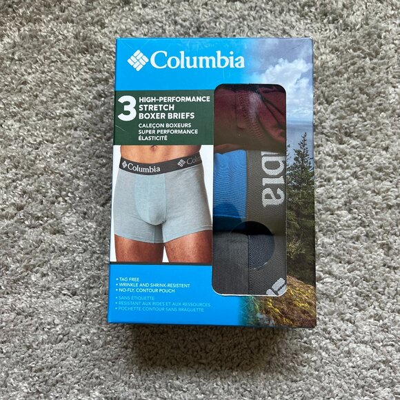 NWT Columbia 3 Pack Mens Performance Stretch Boxer Briefs Multi Colors XL - Picture 1 of 5